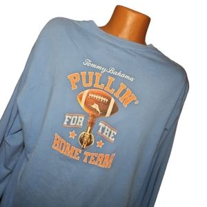 Tommy Bahama Long Sleeve T-shirt XL Pullin for the Home Team Blue Relax Men